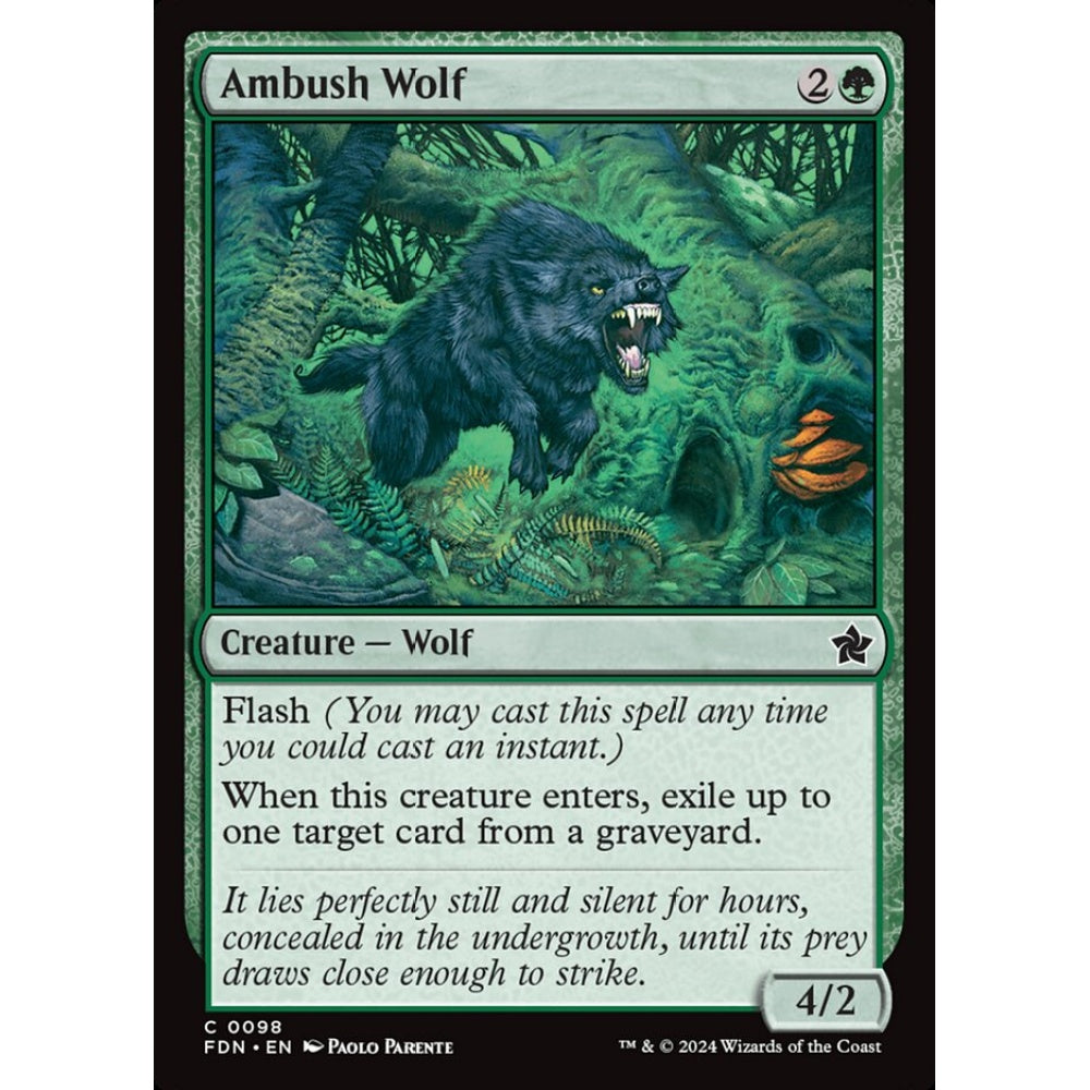 Ambush Wolf, 98, common, Magic: The Gathering, Foundations
