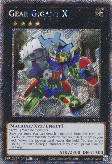 Gear Gigant X RA04-EN188 Platinum Platinum Secret Rare Yu-Gi-Oh Quarter Century Stampede in Art
