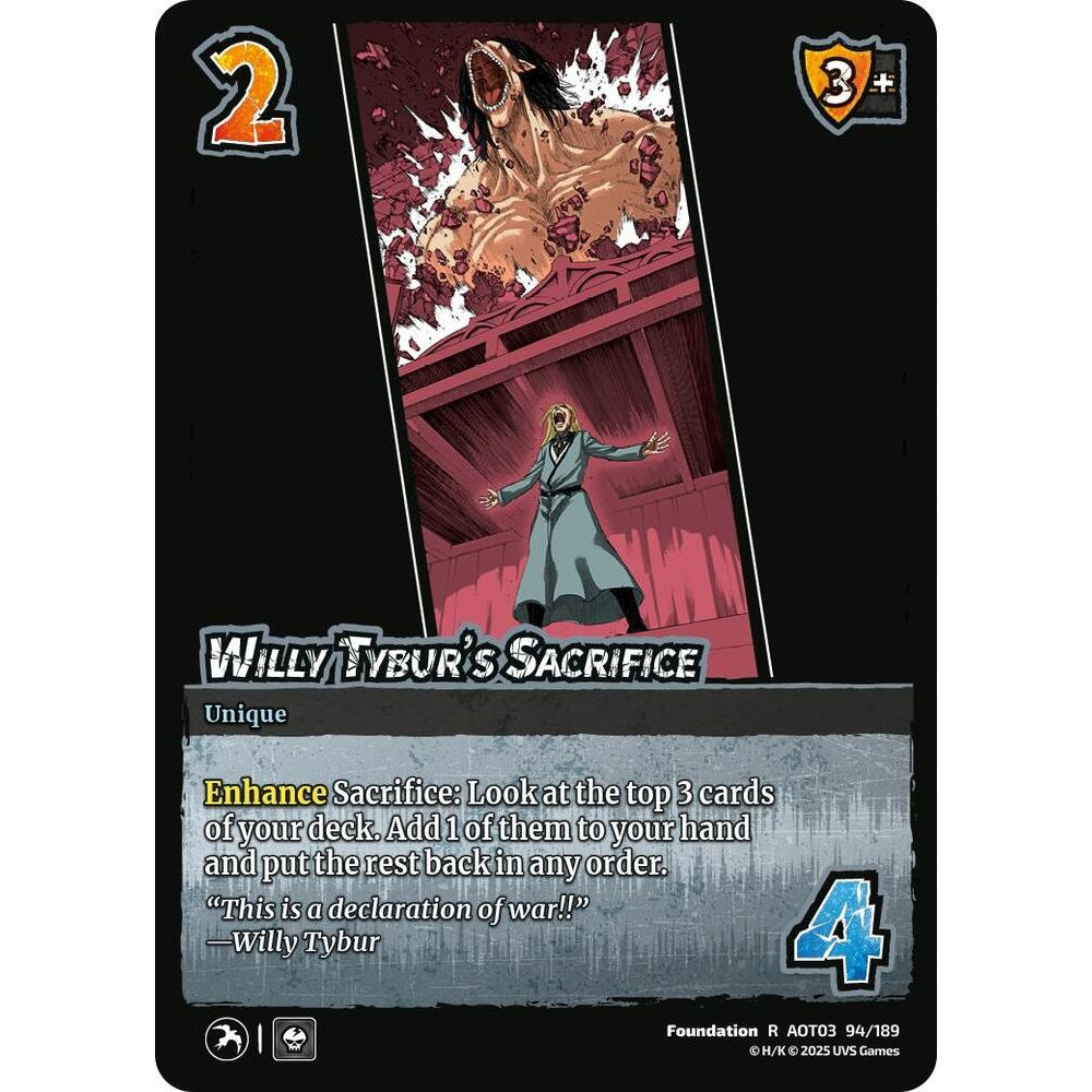 Willy Tybur's Sacrifice 94/189 AOT03 Universus Attack on Titan: Apocalypse Foundation R