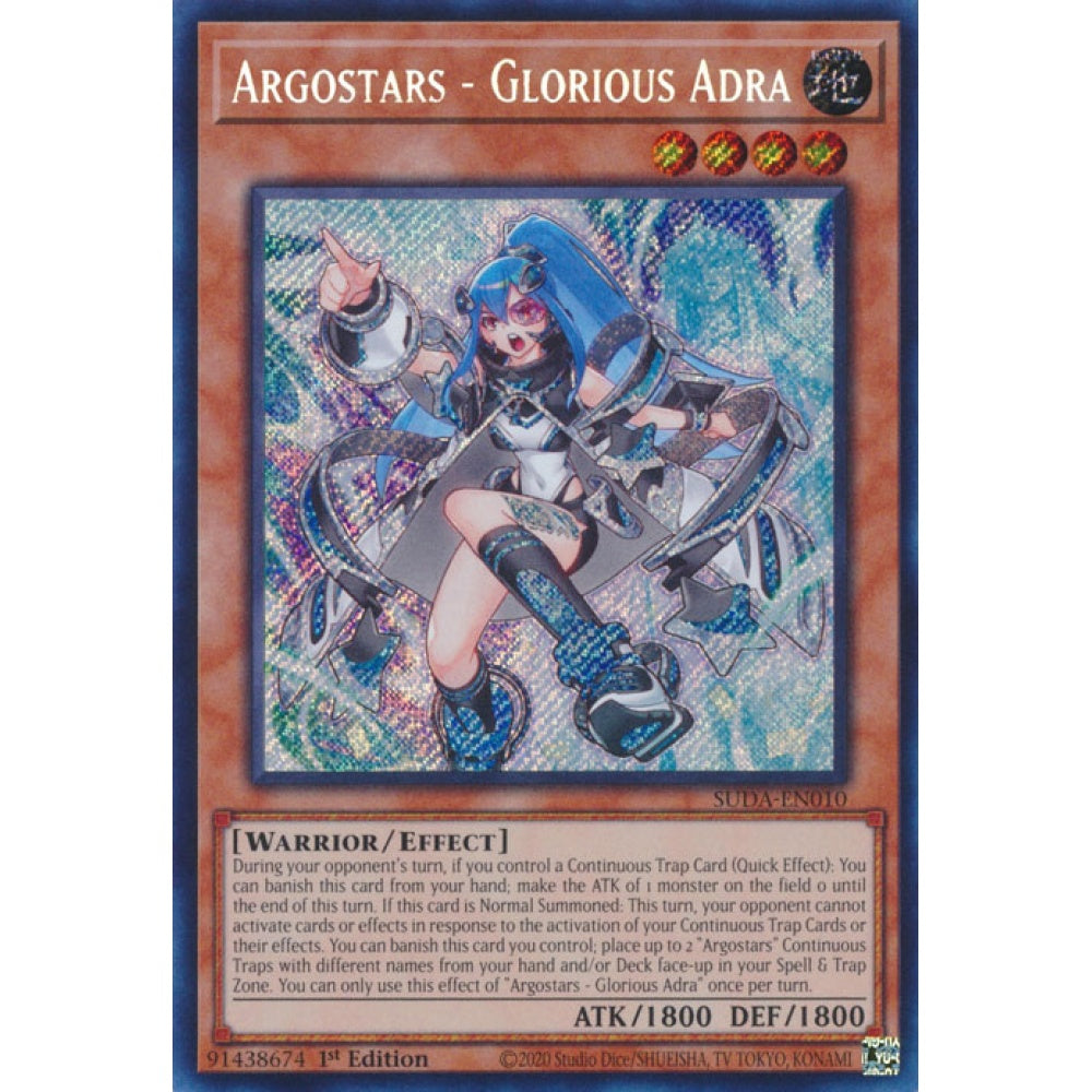 Argostars - Glorious Adra SUDA-EN010 Secret Secret Rare Yu-Gi-Oh Supreme Darkness in Art