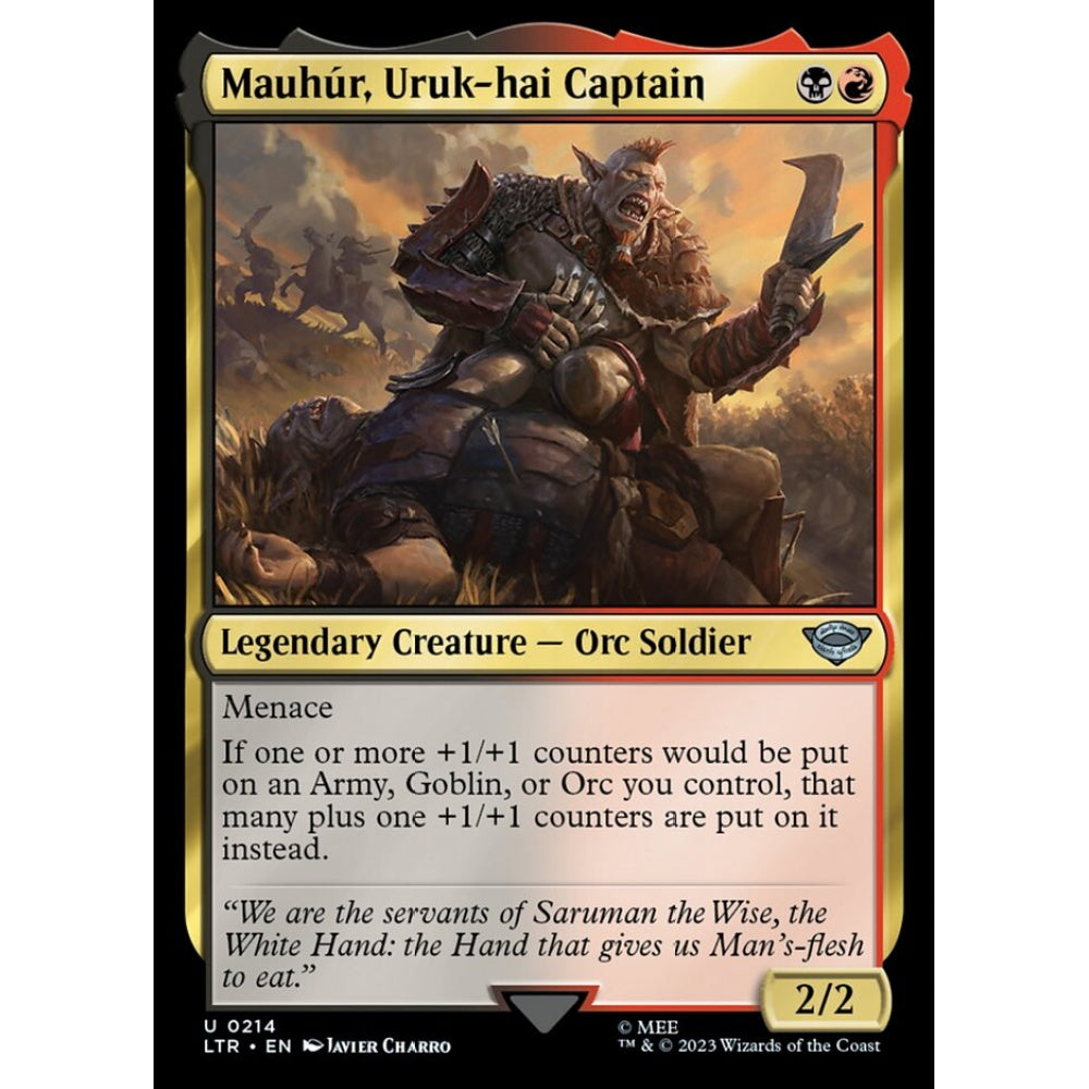 Mauhúr, Uruk-hai Captain, uncommon, 214, Magic the Gathering, The Lord of the Rings: Tales of Middle-earth