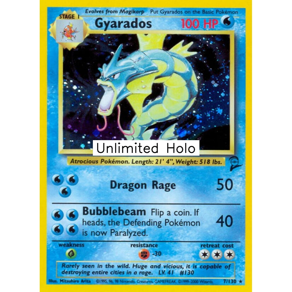 Gyarados Rare Holo 7/130 Pokemon Card Game Base Set 2