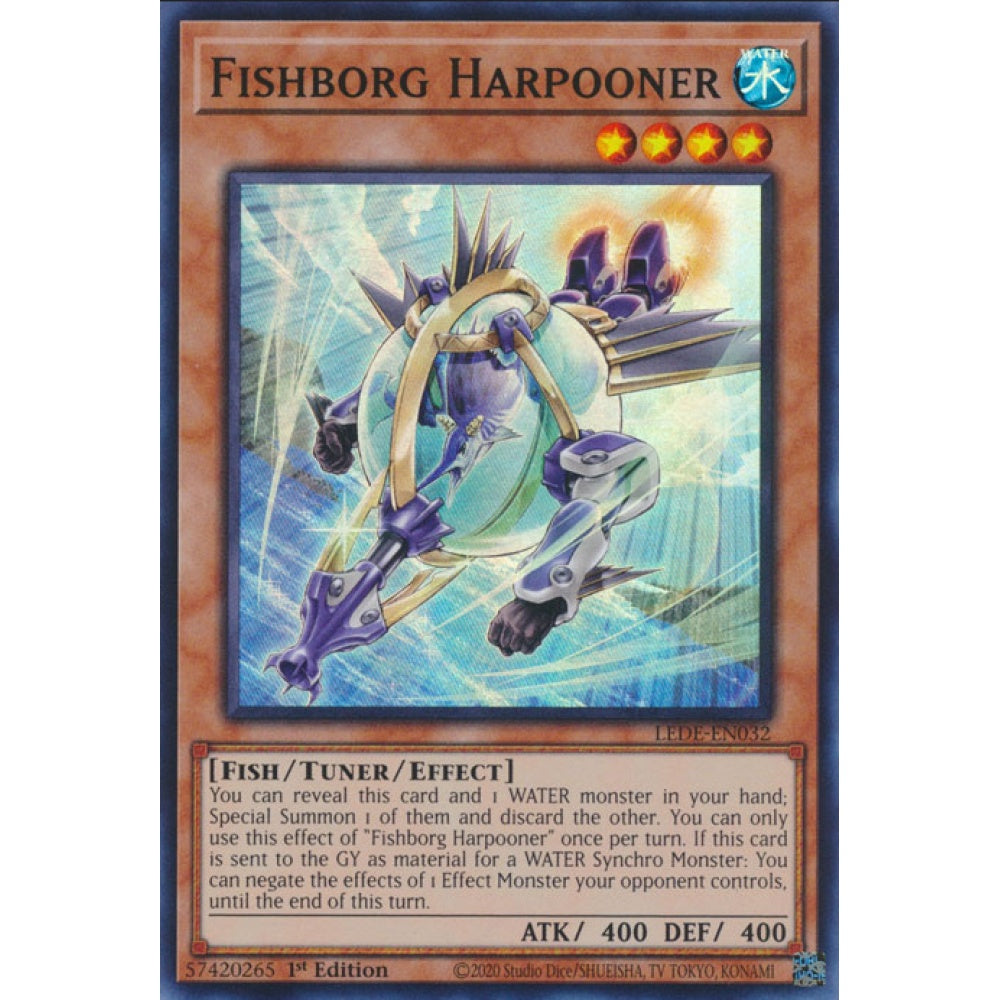 Fishborg Harpooner, LEDE-EN032, Super Rare, Yu-Gi-Oh!, Legacy of Destruction