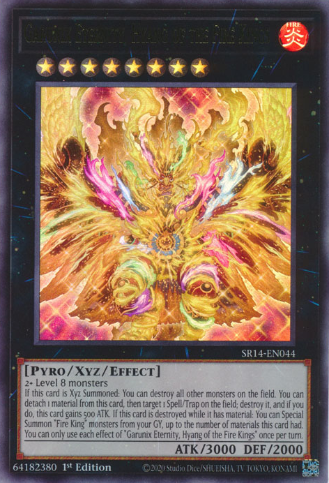 Garunix Eternity, Hyang of the Fire Kings SR14-EN044 Ultra Ultra Rare Yu-Gi-Oh Structure Deck: Fire Kings in Art