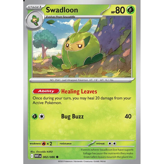 Swadloon Common 002/086 Pokemon Card Game White Flare