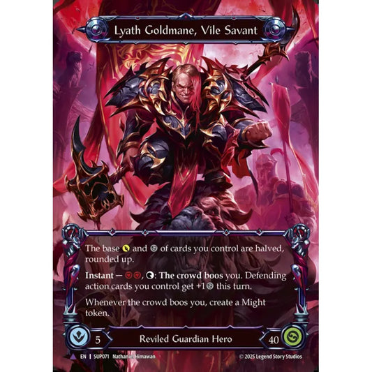 Lyath Goldmane, Vile Savant SUP071-MV Marvel Flesh & Blood Trading Card Game Super Slam in Cold Foil Art