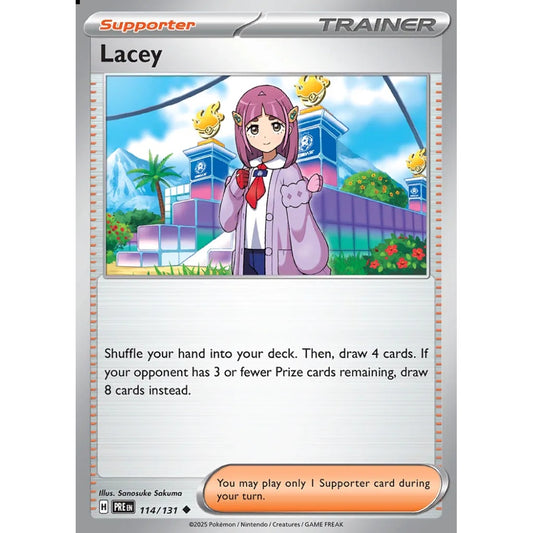 Lacey Uncommon 114/131 Pokemon Card Game Prismatic Evolutions