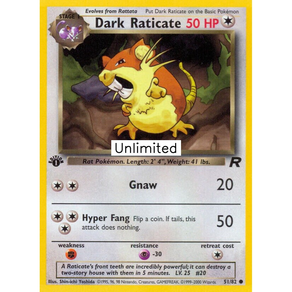 Dark Raticate Common 51/82 Pokemon Card Game Team Rocket