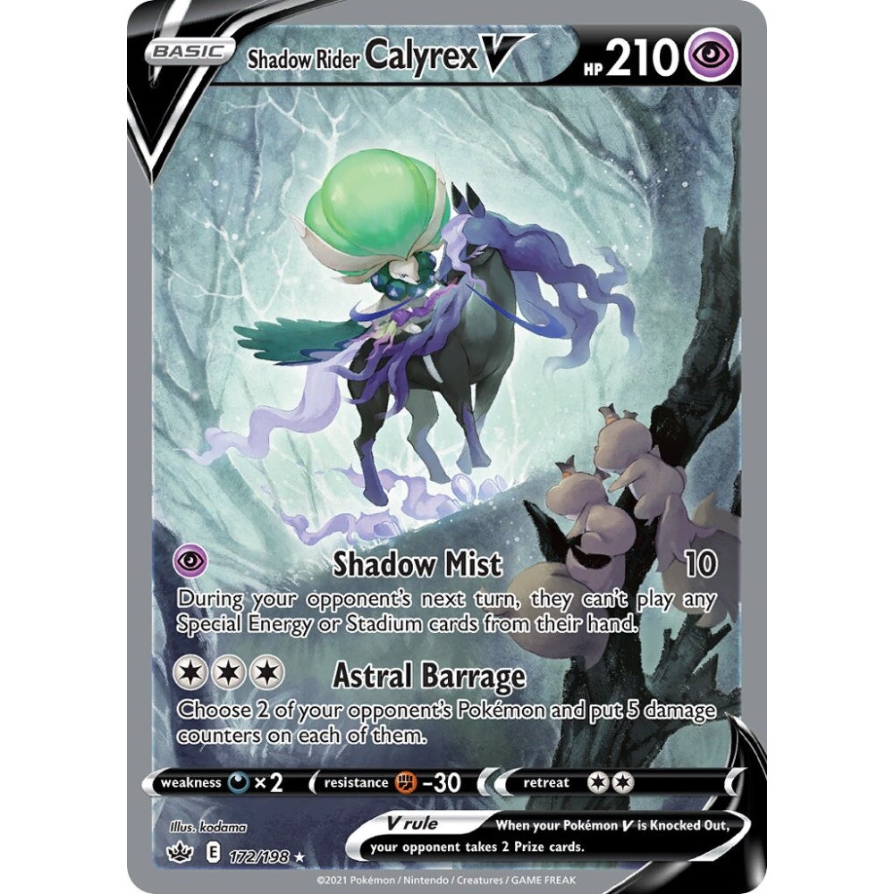 Shadow Rider Calyrex V Rare Ultra 172/198 Pokemon Card Game Chilling Reign
