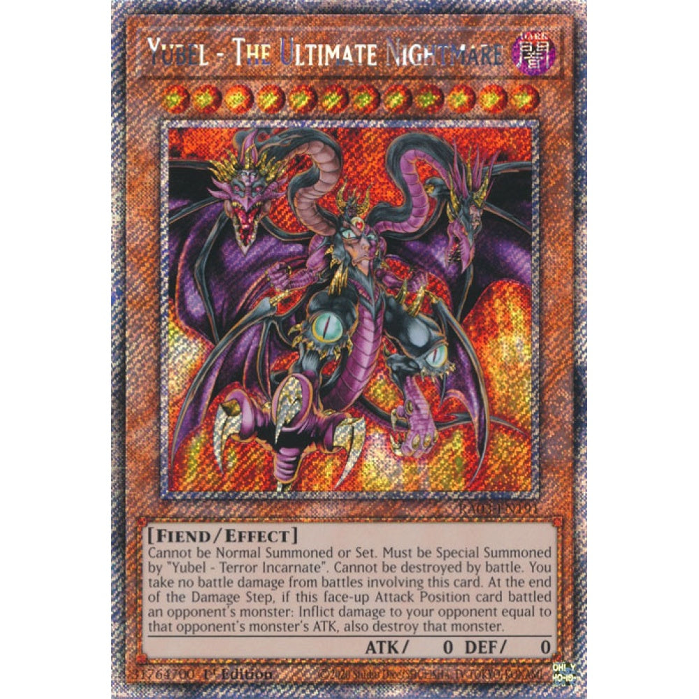 Yubel - The Ultimate Nightmare RA03-EN191 Platinum Platinum Secret Rare Yu-Gi-Oh Quarter Century Bonanza in Art