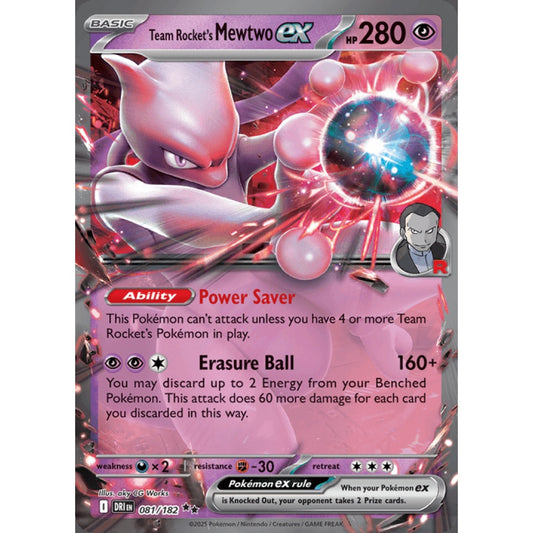Team Rocket's Mewtwo ex Double Rare 081/182 Pokemon Card Game Destined Rivals