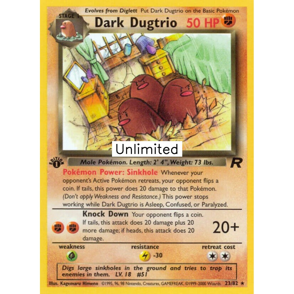 Dark Dugtrio Rare 23/82 Pokemon Card Game Team Rocket