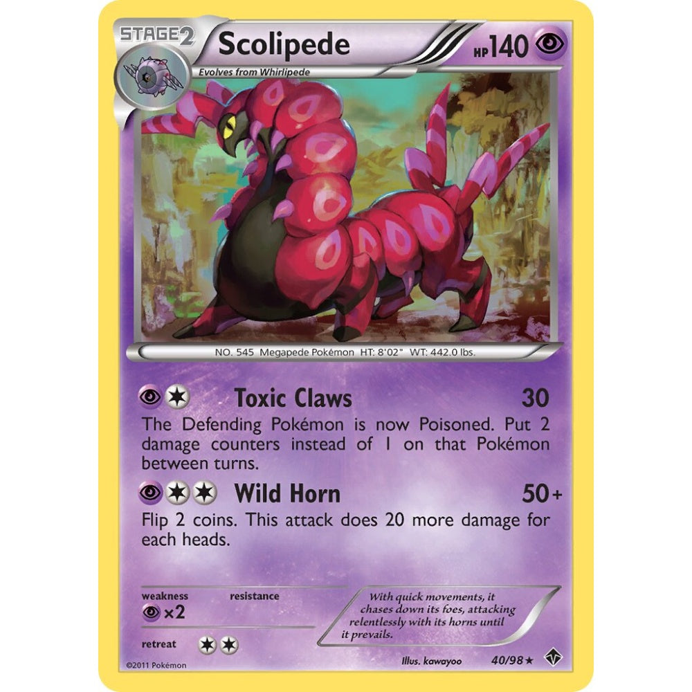 Scolipede Rare 40/98 Pokemon Card Game Emerging Powers