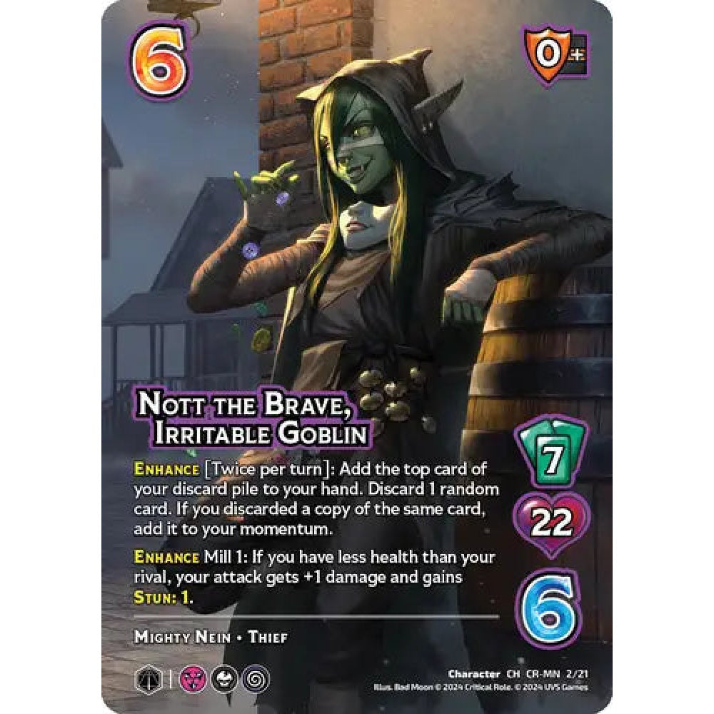 Nott the Brave, Irritable Goblin, 2/21, CH, UniVersus, Critical Role Vox Machina & Mighty Nein