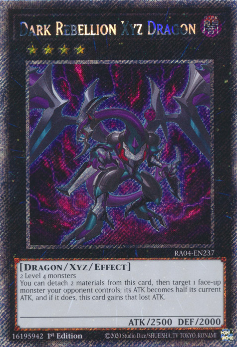 Dark Rebellion Xyz Dragon RA04-EN237 Platinum Platinum Secret Rare Yu-Gi-Oh Quarter Century Stampede in Art