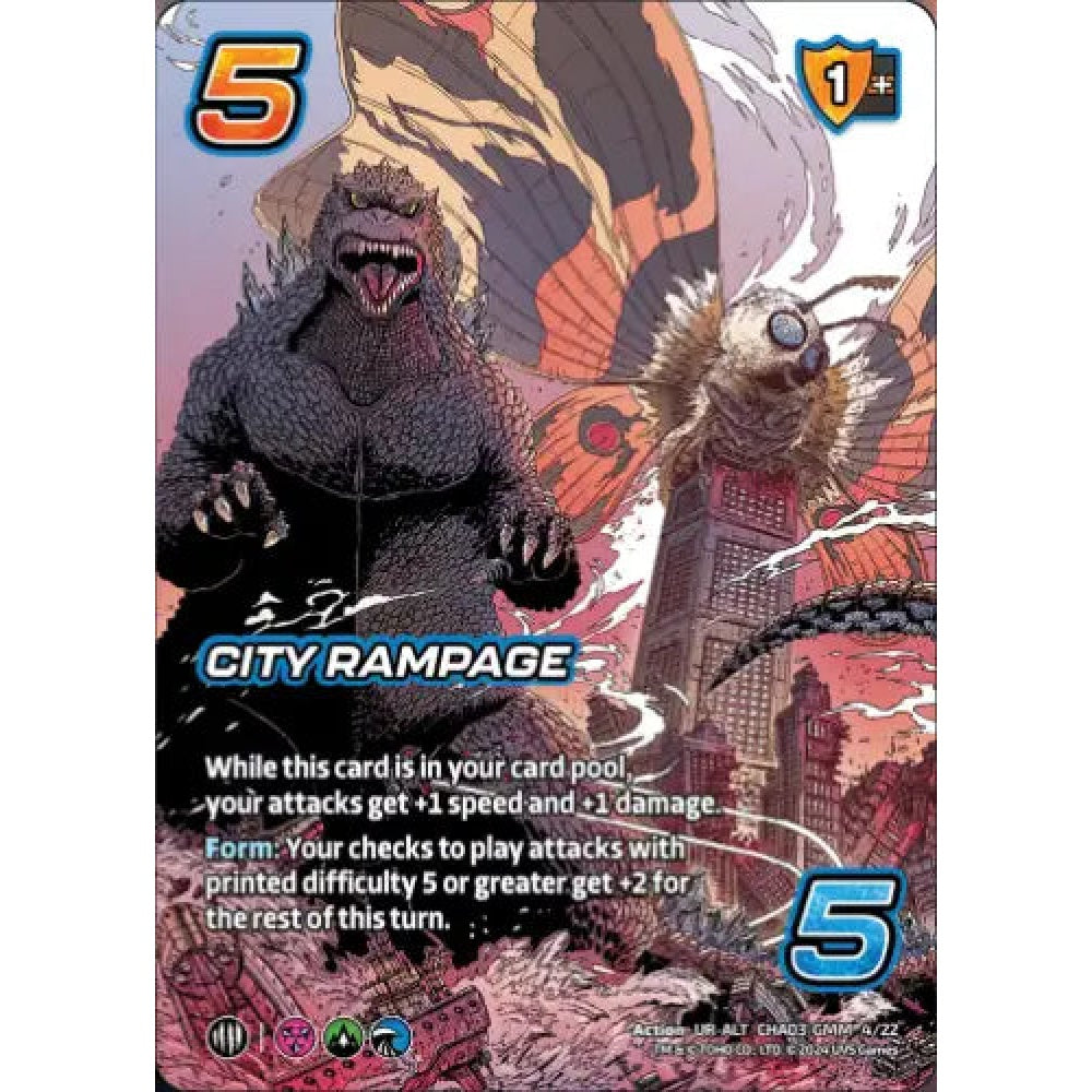 City Rampage, 4/22, UR-ALT, UniVersus, Challengers Godzilla & Mothra, King Ghidorah & Rodan