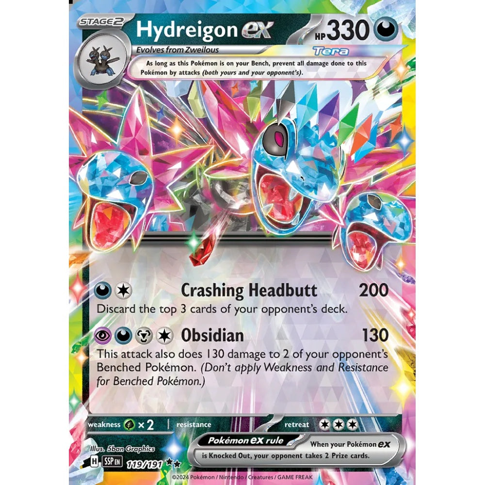 Hydreigon ex Double Rare 119/191 Pokemon Card Game Surging Sparks