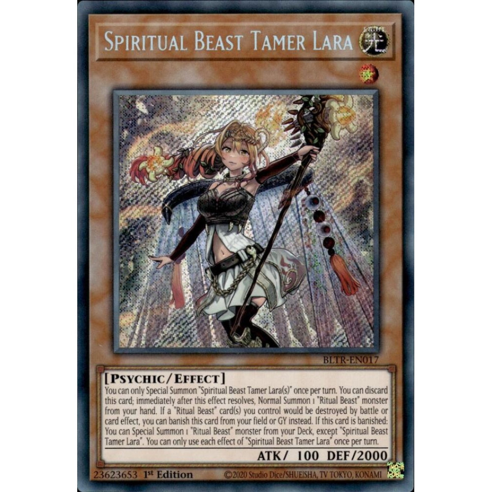 Spiritual Beast Tamer Lara BLTR-EN017 Secret Yu-Gi-Oh Battles of Legend: Terminal Revenge
