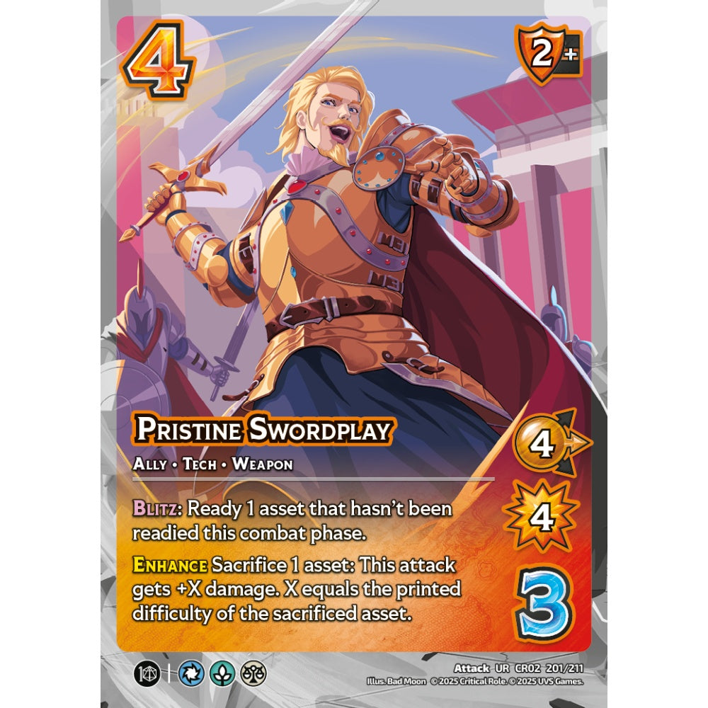 Pristine Swordplay, 201/211, CR02, Universus, Critical Role: Heroes Of Exandria, Attack, UR