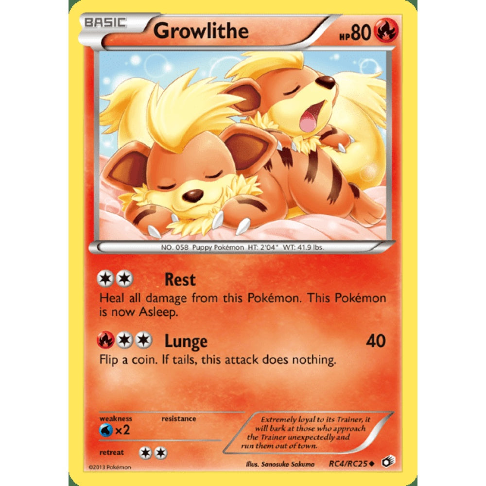 Growlithe Uncommon RC4/RC25 Pokemon Card Game Legendary Treasures