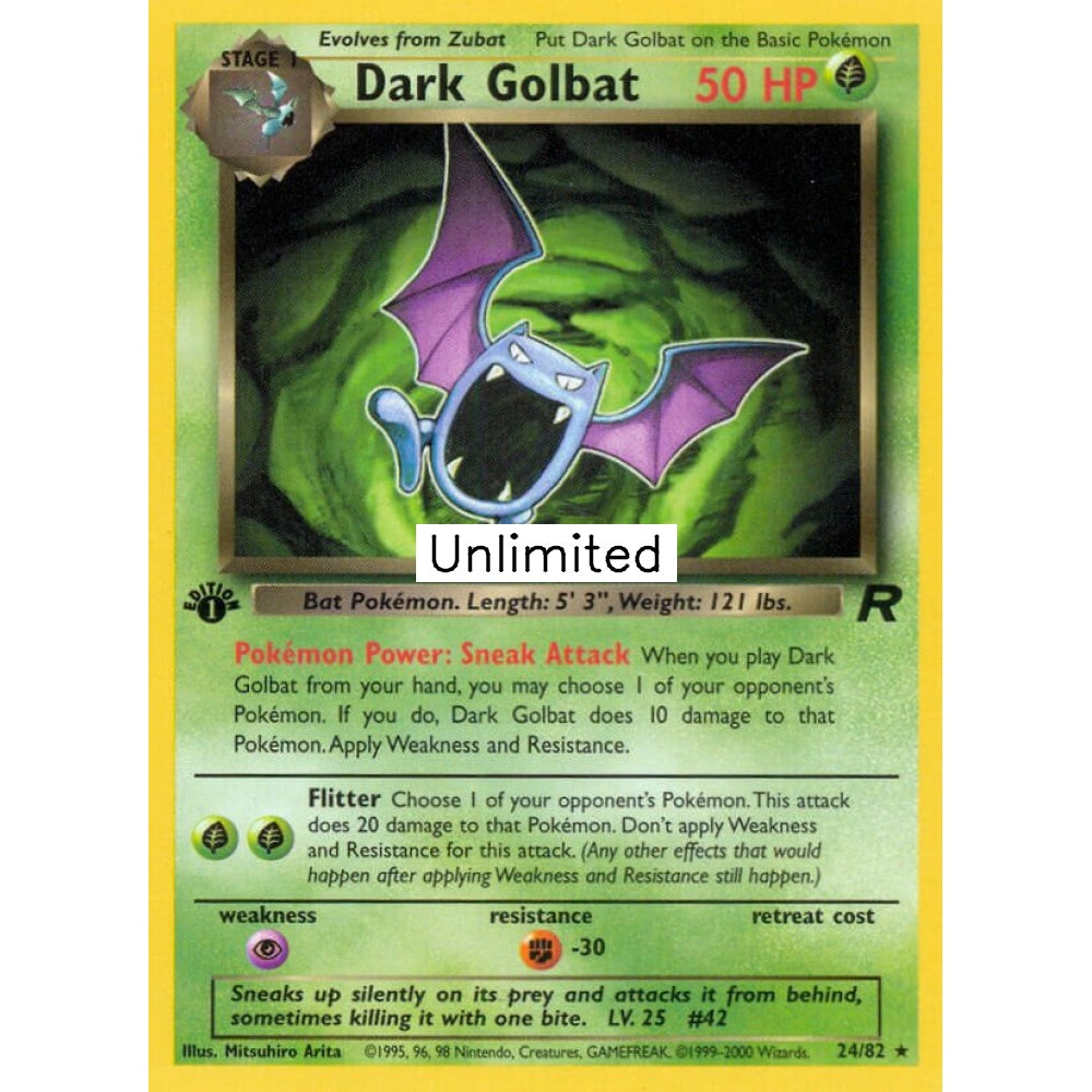 Dark Golbat Rare 24/82 Pokemon Card Game Team Rocket