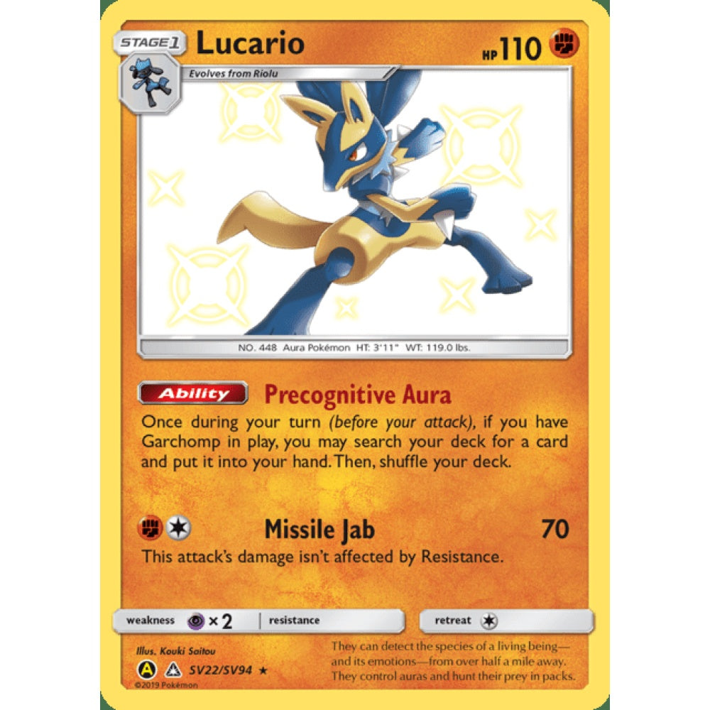 Lucario Double Rare SV22/SV94 Pokemon Card Game Hidden Fates