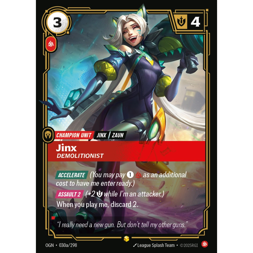 Jinx, Demolitionist OGN-030a/298 Riftbound Card Game Origins Showcase