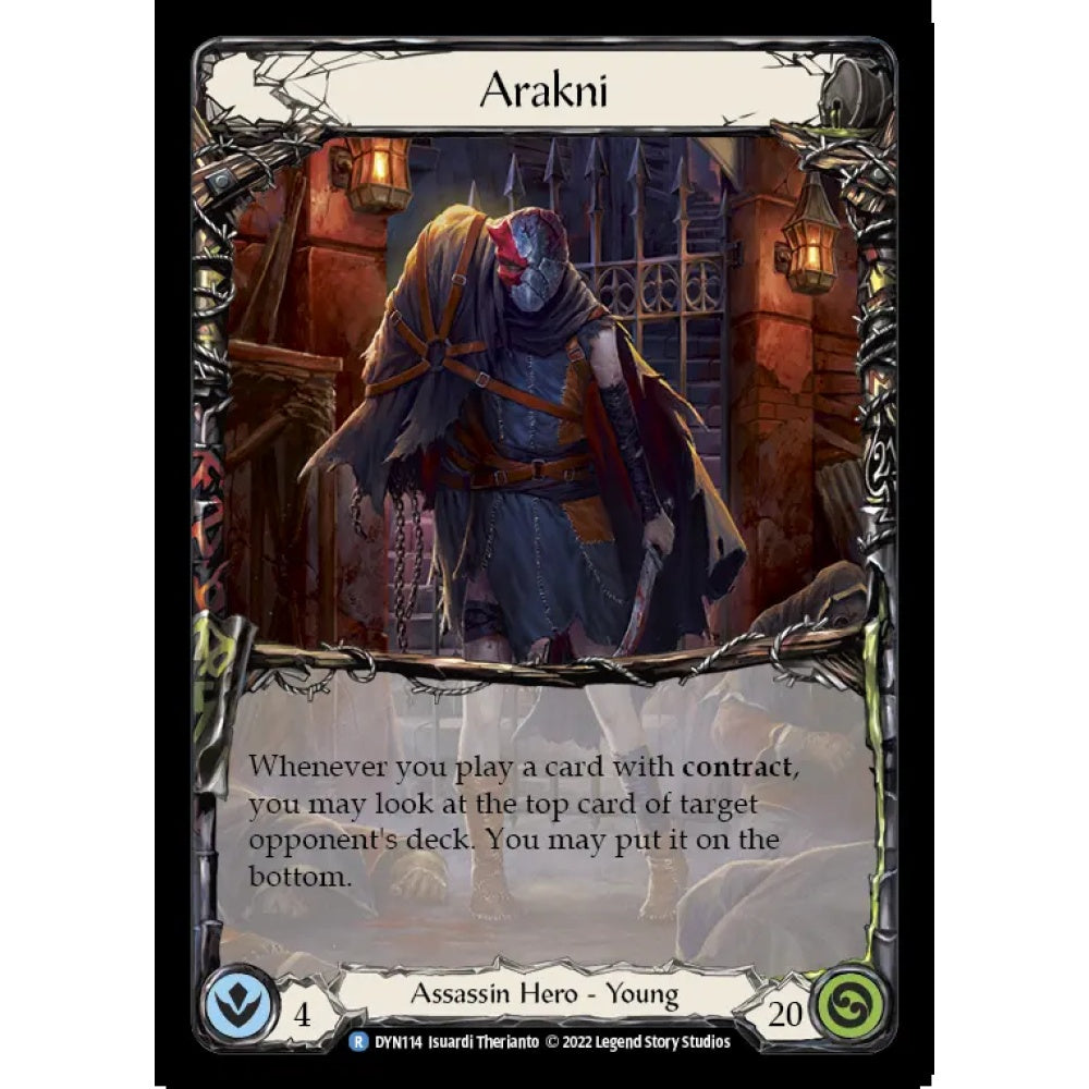 Arakni DYN114-RF Rare Flesh & Blood Trading Card Game Dynasty in Rainbow Foil Art