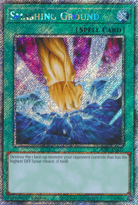 Smashing Ground RA03-EN135 Platinum Platinum Secret Rare Yu-Gi-Oh Quarter Century Bonanza in Art