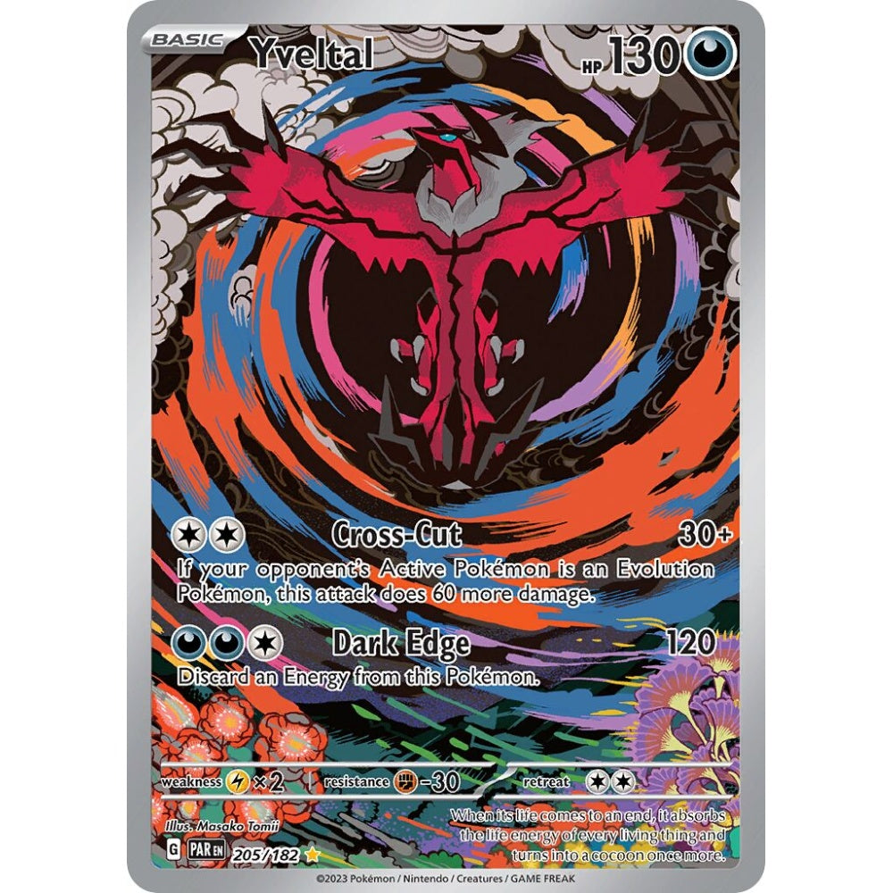 Yveltal Illustration Rare 205/182 Pokemon Card Game Paradox Rift
