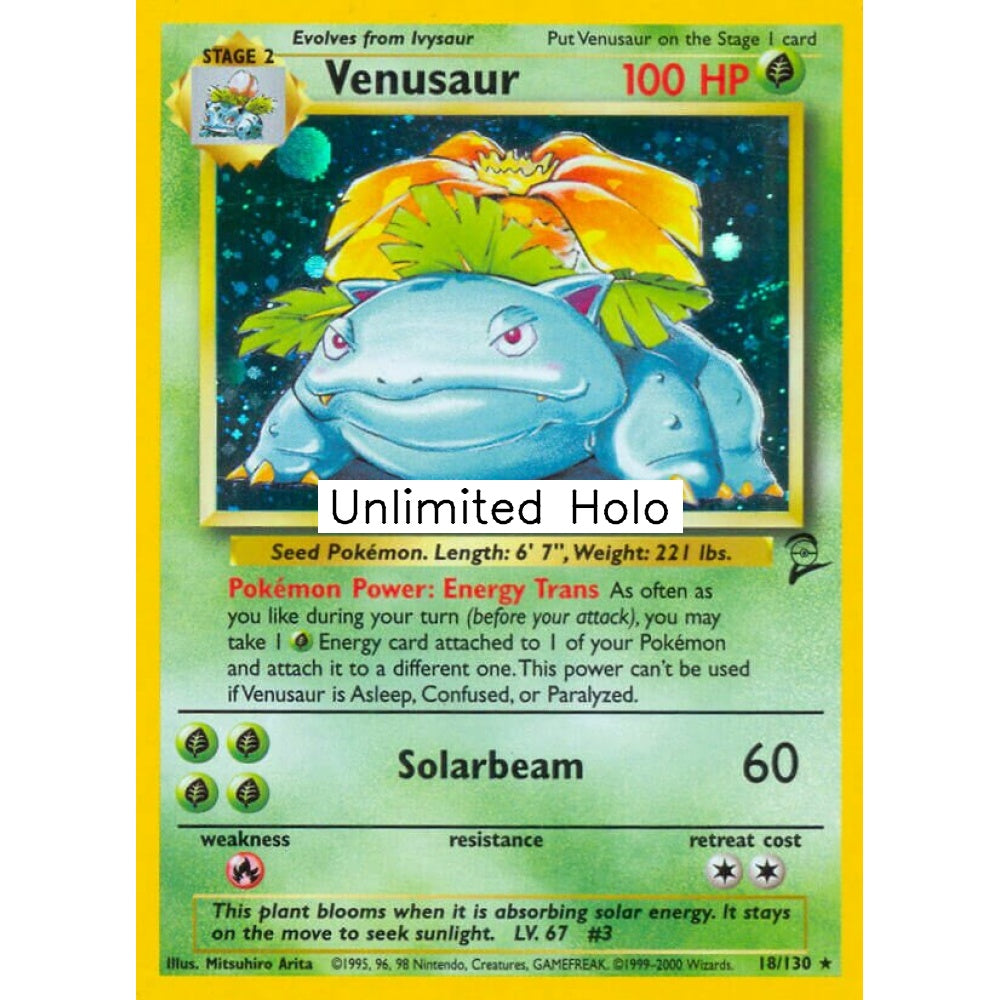 Venusaur Holo Rare 18/130 Pokemon Card Game Base Set 2