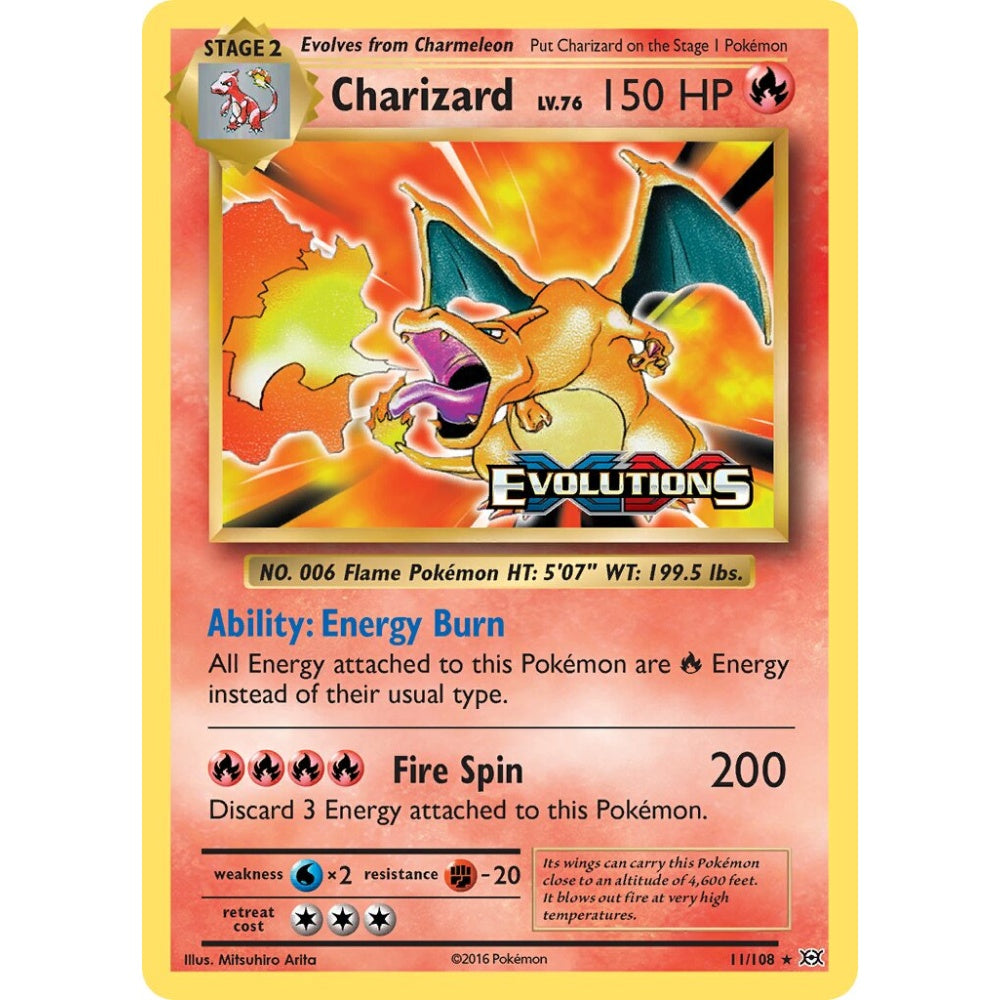 Charizard Rare Holo 11/108 Pokemon Card Game Evolutions