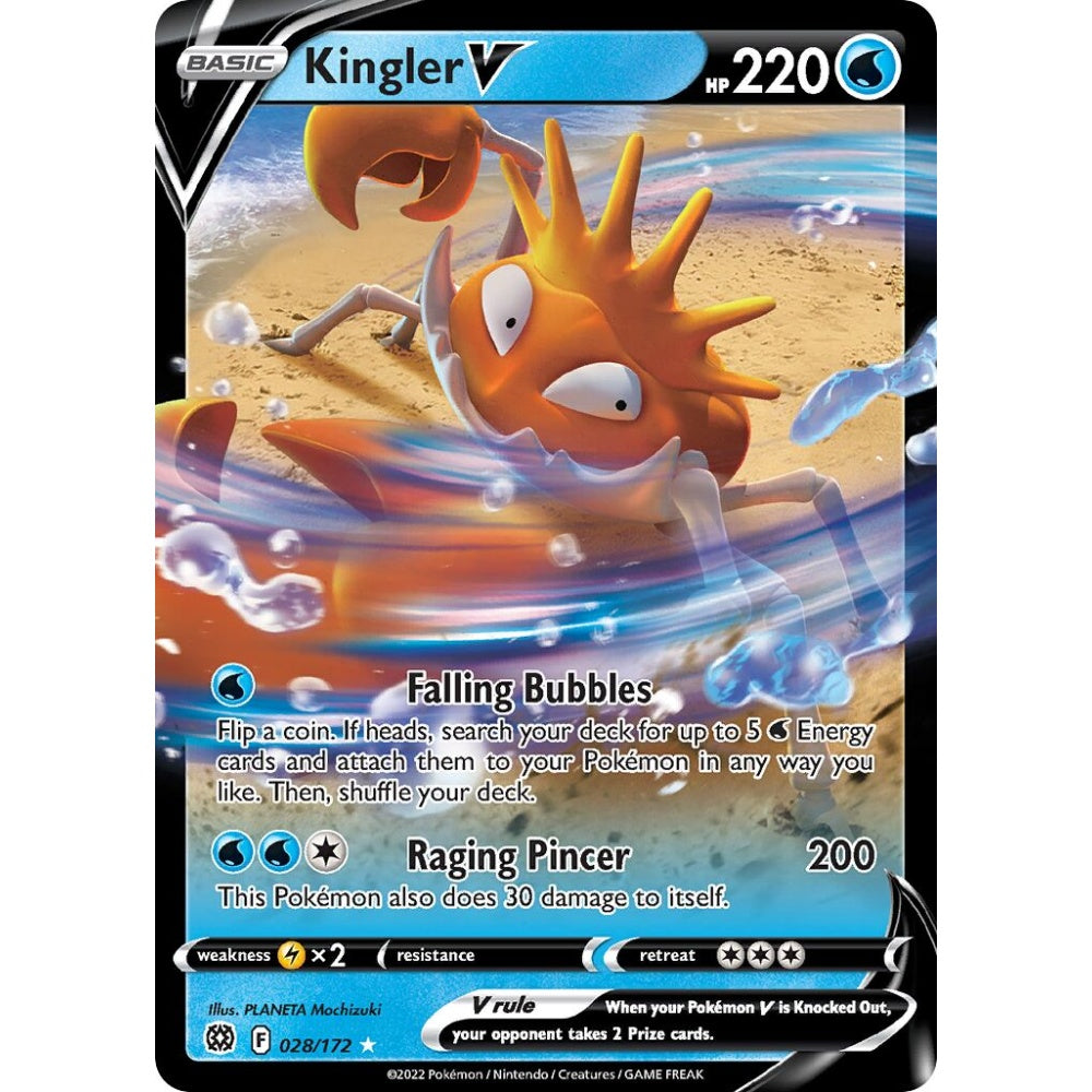 Kingler V Holo Rare V 028/172 Pokemon Card Game Brilliant Stars