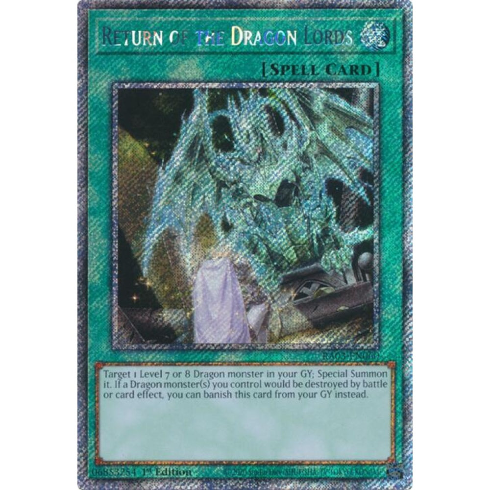 Return of the Dragon Lords (Platinum Secret Rare) RA03-EN060 Platinum Rare Yu-Gi-Oh Quarter Century Bonanza