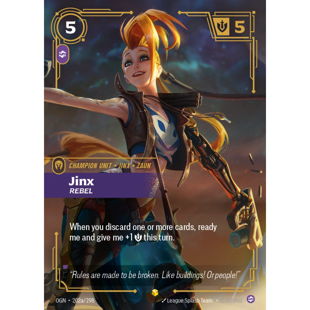 Jinx, Rebel OGN-202a/298 Riftbound Card Game Origins Showcase