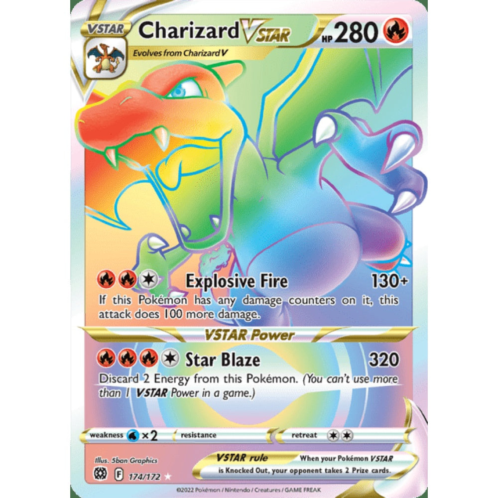Charizard VSTAR Rainbow Rare 174/172 Pokemon Card Game Brilliant Stars