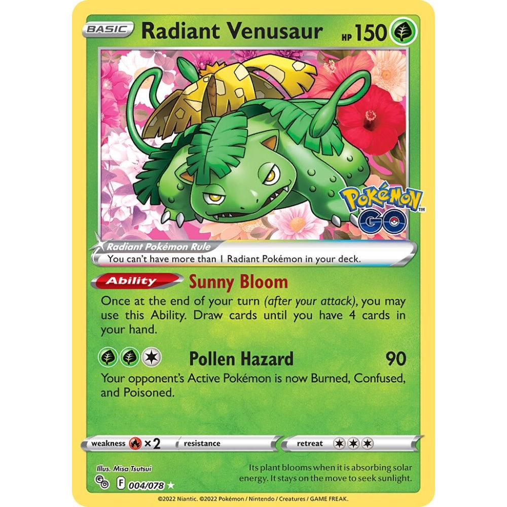 Radiant Venusaur Radiant Rare 004/078 Pokemon Card Game Pokémon GO