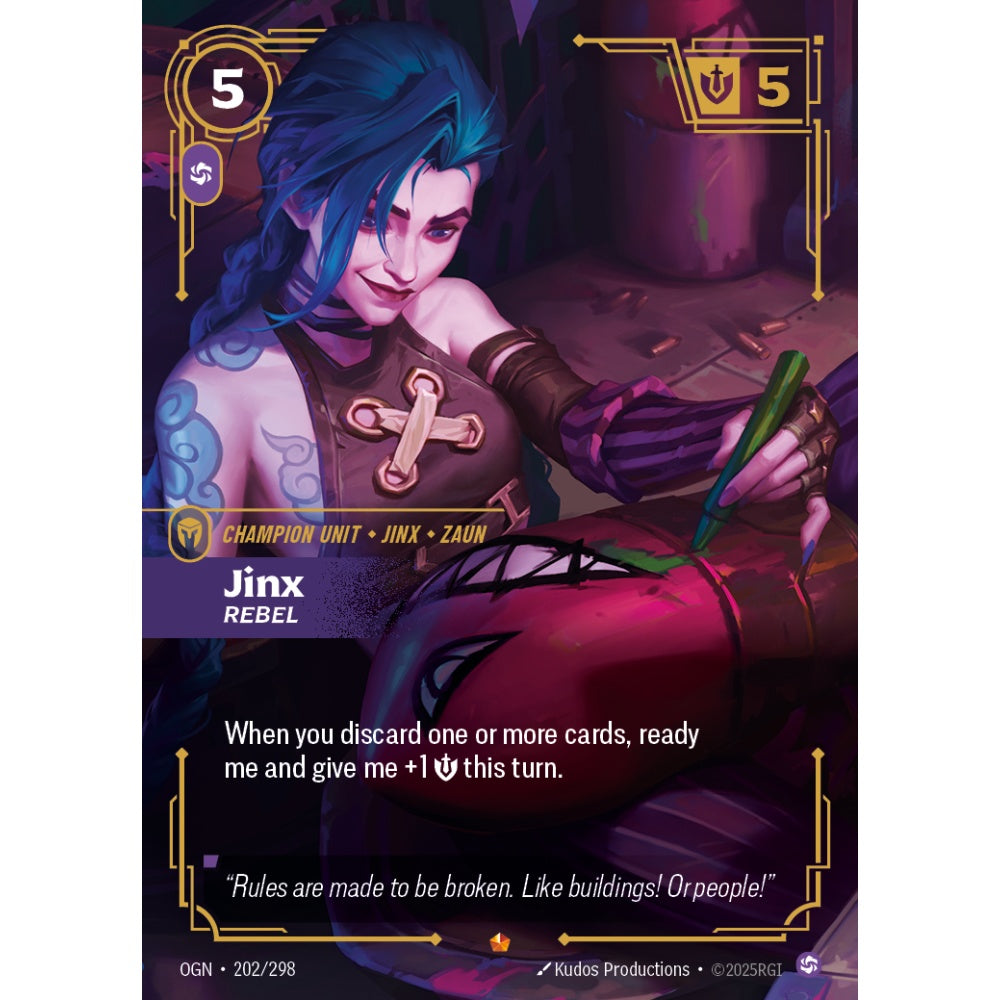Jinx, Rebel OGN-202/298 Riftbound Card Game Origins Epic