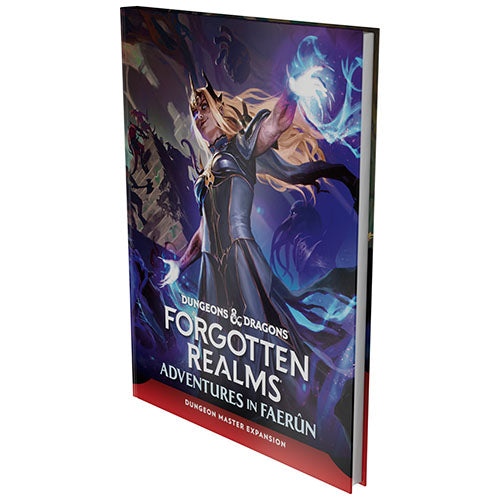 Book titled 'Forgotten Realms: Adventures in Faerèn' with a fantasy character on the cover.