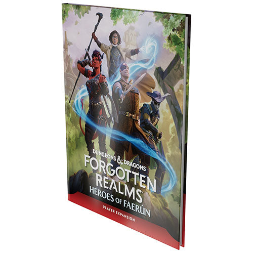 Dungeons & Dragons Forgotten Realms book cover with characters and text on a white background