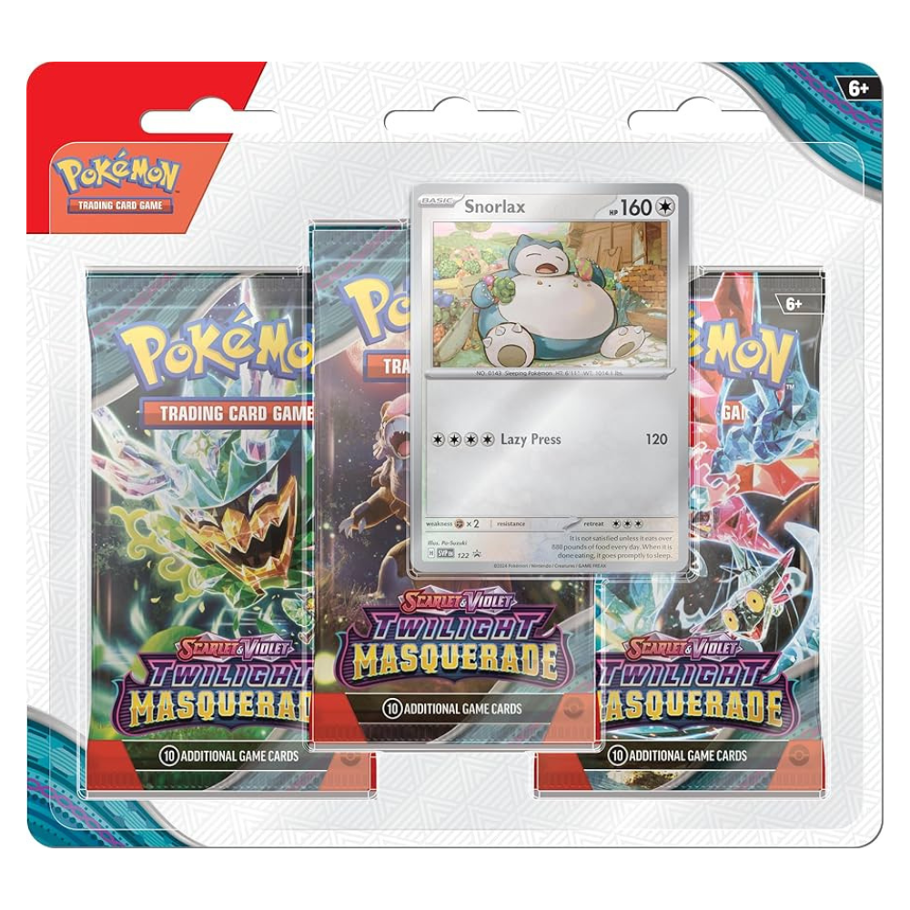 Pokemon Twilight Masquerade 3 Pack Blister (Snorlax) Card Goblin Pokemon Twilight Masquerade 3 Pack Blister (Snorlax) Card Goblin