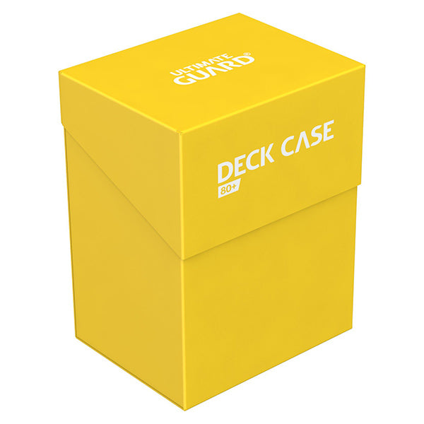 Yellow deck case with 'Ultimate Guard' branding on a white background