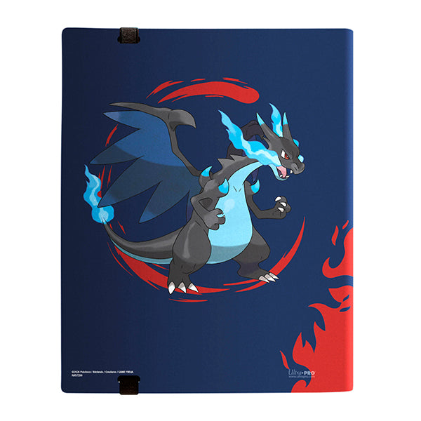 back side of 9 pocket binder showing mega charizard x