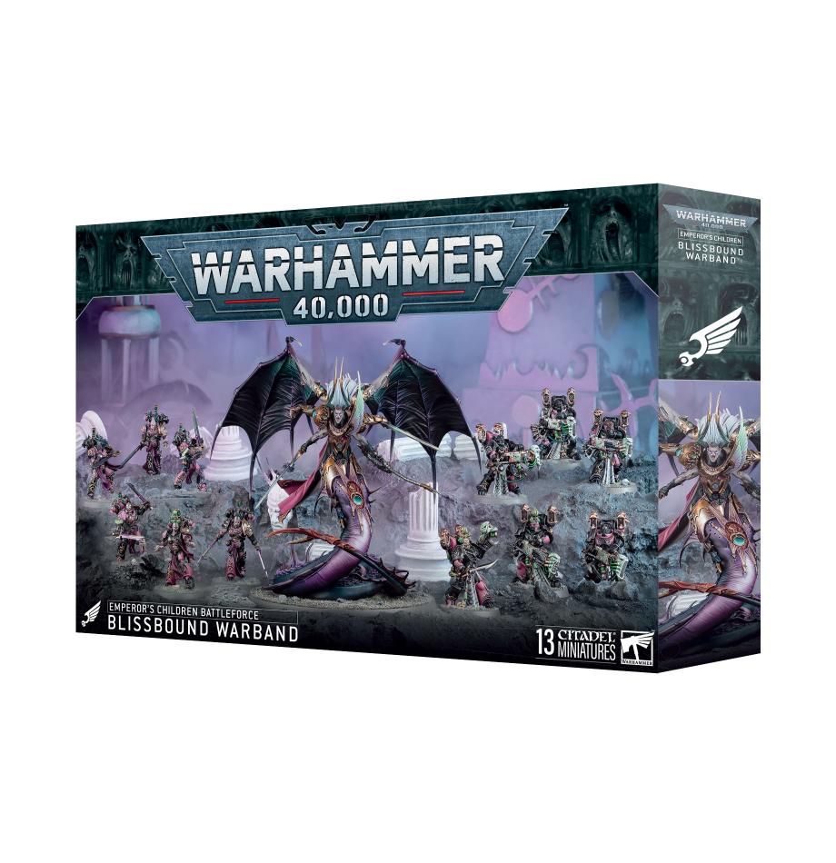 Warhammer 40k box depicting miniatures with a white background