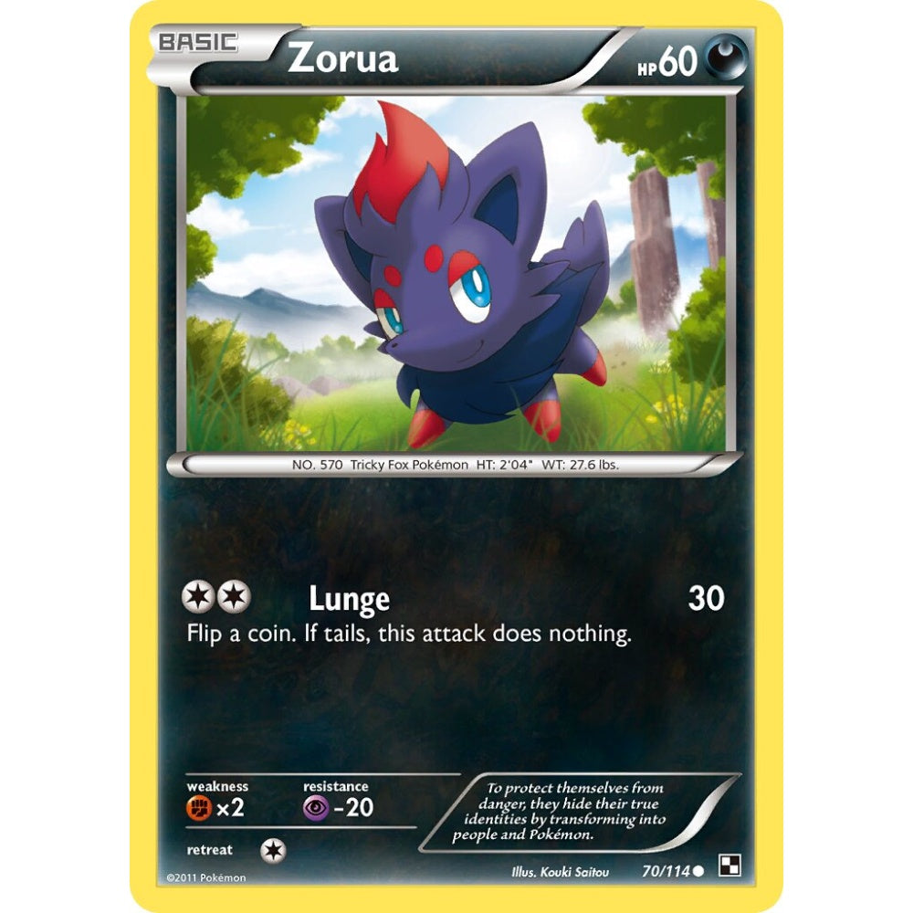 Zorua Common 70/114 Pokemon Card Game Black & White