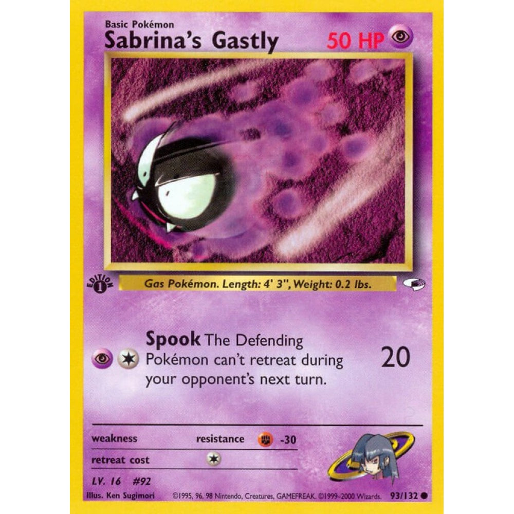 Sabrina's Gastly Common 93/132 Pokemon Card Game Gym Heroes