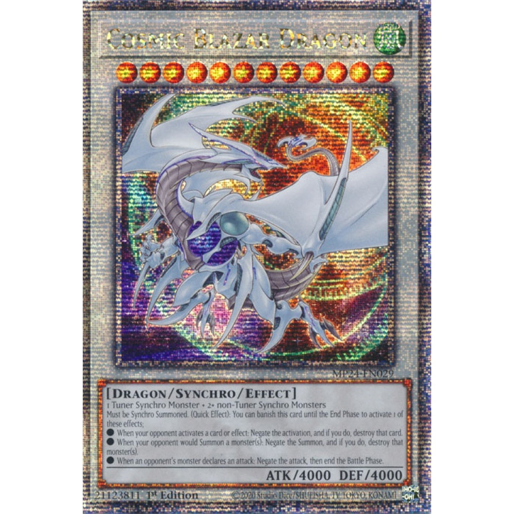 Cosmic Blazar Dragon MP24-EN029 QCR Quarter Century Secret Rare Yu-Gi-Oh 25th Anniversary Tin: Dueling Mirrors in Art