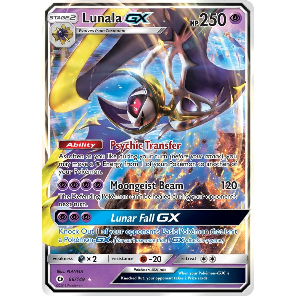 Lunala-GX Rare Holo GX 66/149 Pokemon Card Game Sun & Moon