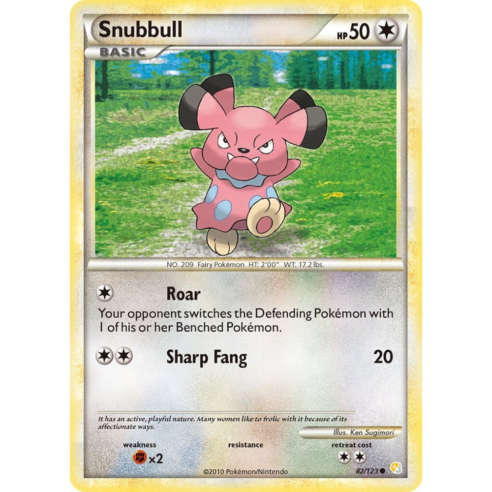 Snubbull Common 82/123 Pokemon Card Game HeartGold & SoulSilver