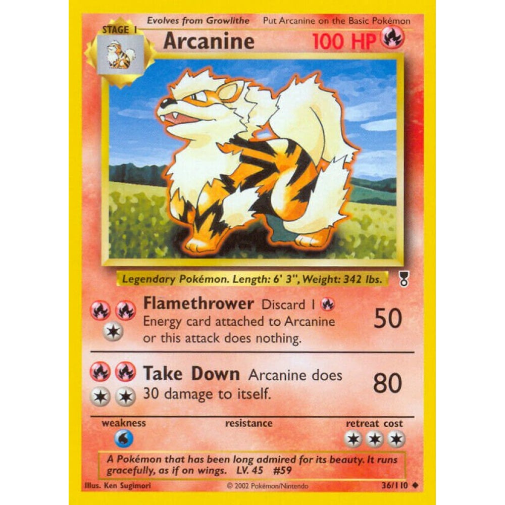 Arcanine Uncommon 36/110 Pokemon Card Game Legendary Collection